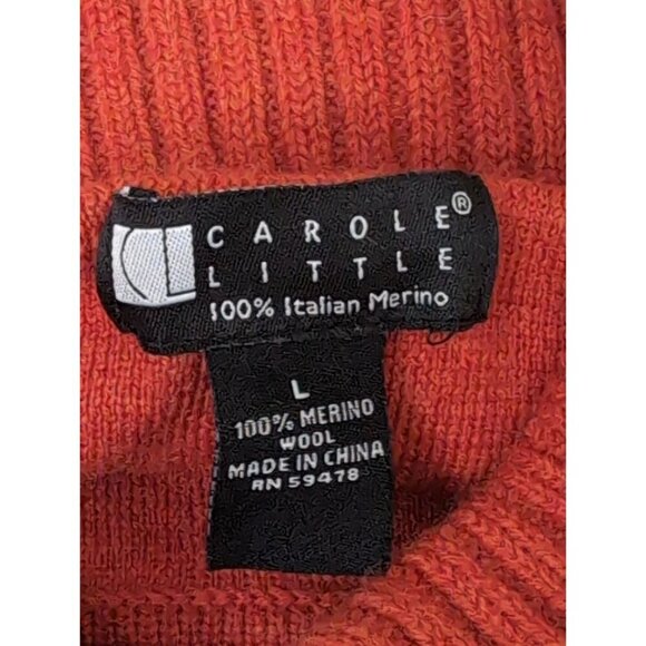 Vintage Carole Little Merino Wool Sweater Womens L Burnt Orange Turtleneck Pullo - Picture 5 of 6